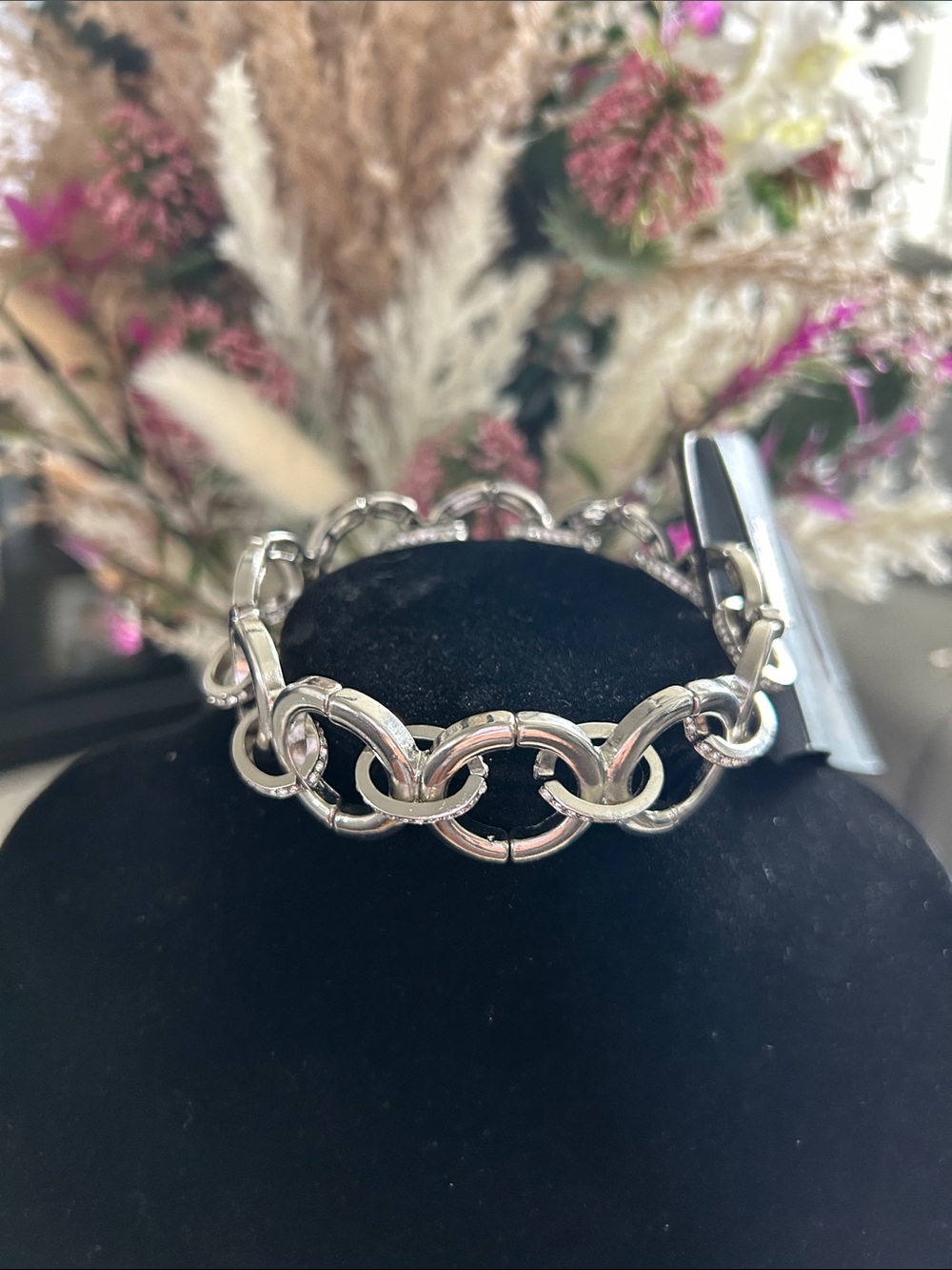 Massini Silver Interlocking Stretch Link Bracelet